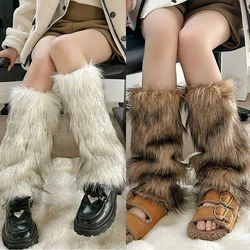 Plush Stocking Covers Leggings Leg Warmers Boot Cover Foot Sleeve Boots Socks Leg Covers Faux Fur Fluffies Warming Solid Color