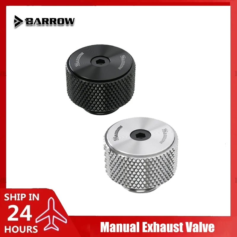 Barrowch Manual Exhaust Release Air Valve for Computer Water Cooling Fitting, Black/Silver TPQ-V2