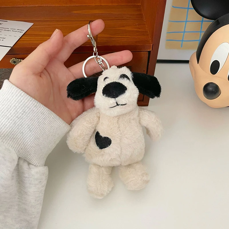 قلادة من القطيفة على شكل جرو خجول مقاس 15 سم، تميمة كلب متقطعة محشوة ناعمة، مثالية لحقيبة الظهر ومفاتيح السيارة