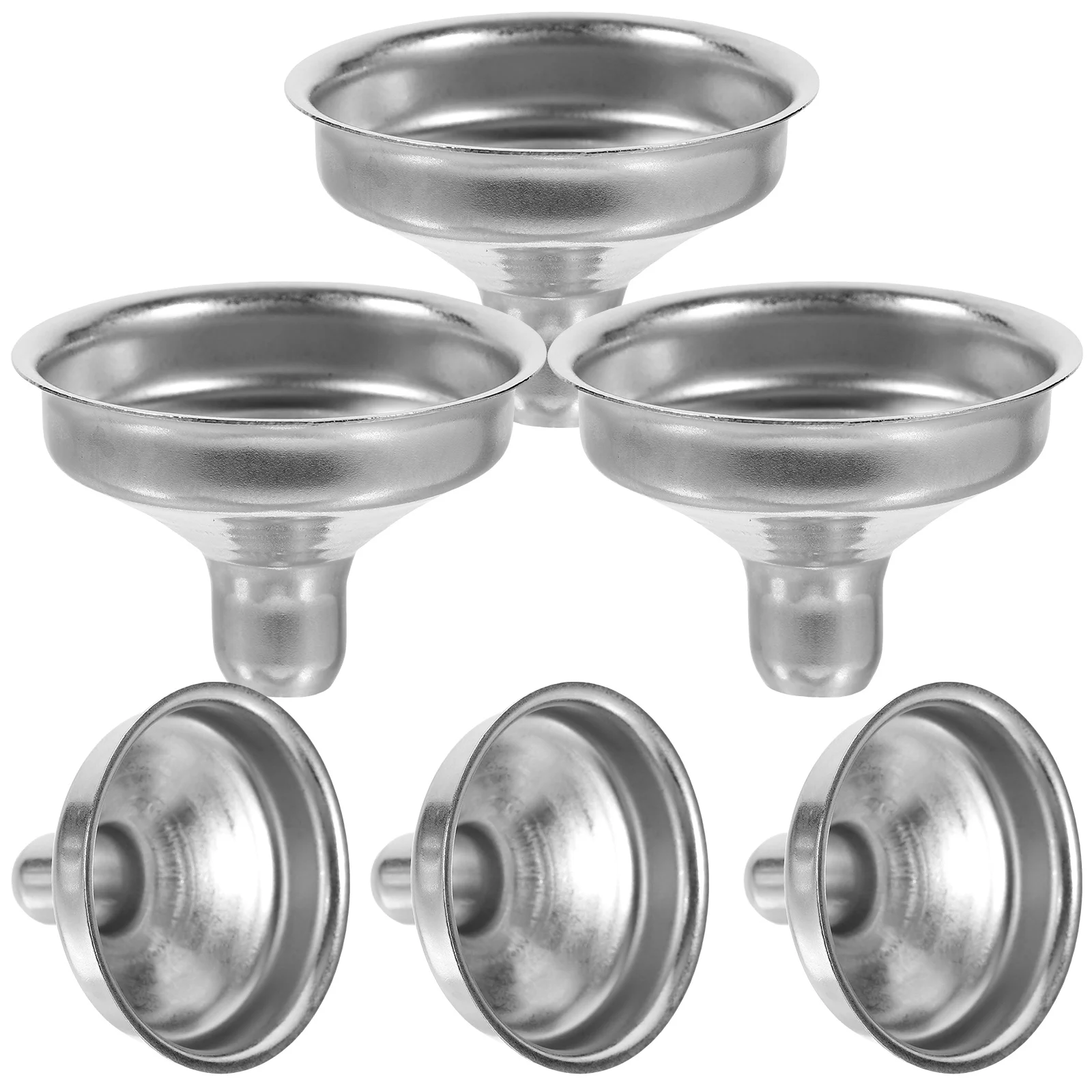

6 Pcs Stainless Steel Funnel Small Size Portable for Filling Bottles Oil Vinegar Pigment Dry Ingredients Easy Clean Practical