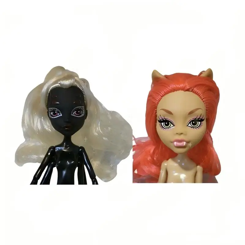 2 peças/lote, cabeça de boneca preta, acessórios para bonecas, brinquedos infantis, cabelo branco e roxo para bonecos de monstro, melhor presente de aniversário