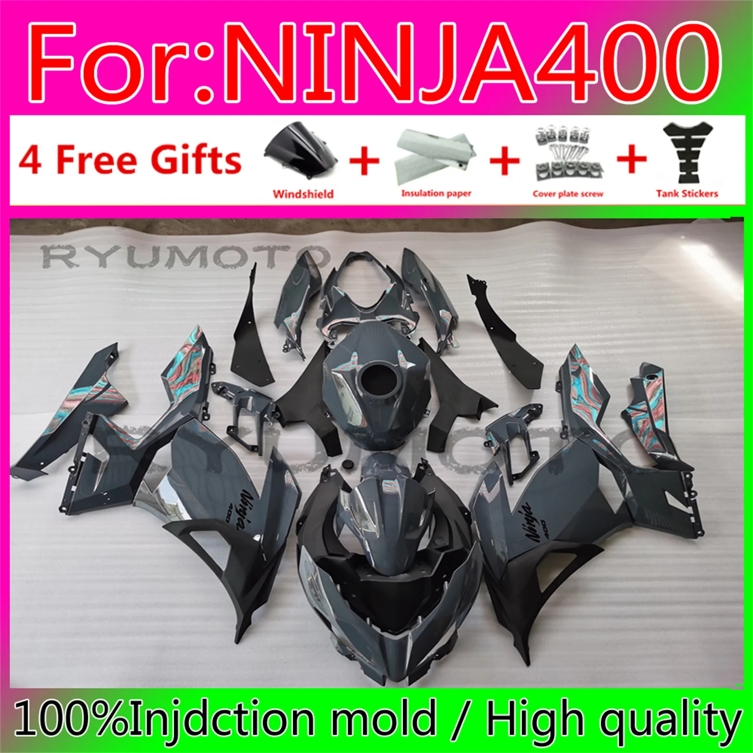 New ABS Injection Molded Plastics Fairings Kit For Kawasaki Ninja400 Ninja 400 18 20 Kawasaki Ninja 400 18-20 Fairing black