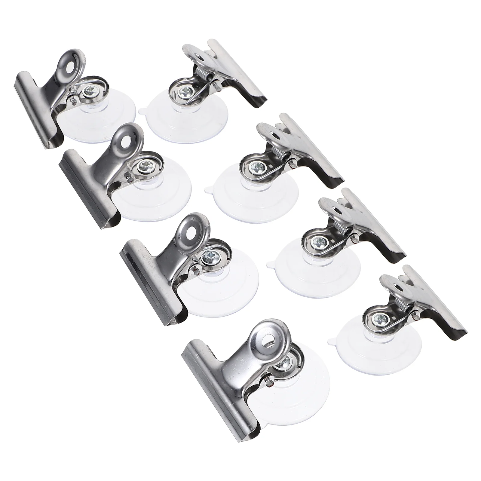 

8 Pcs Business Card Holder Wall Mount Window Sign Suction Cup with Clip Metal Cups Clips