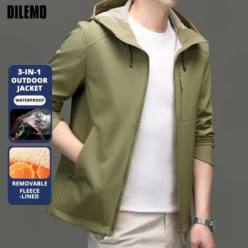

Top Grade Thin Fleece-lined Windproof Men Streetwear Hooded Sports Autumn New Outdoor Jacket Windbreaker Casual Coats Outwear