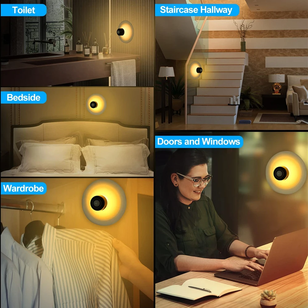 LED ventosa luce notturna adsorbimento armadio luce ricarica USB sensore di movimento luce notturna baby room scale camera da letto comodino