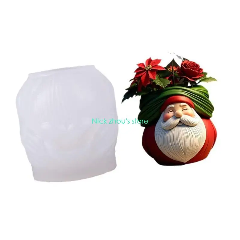 E15E قالب سيليكون سانتا زارع متعدد الأغراض حرفة أسمنتية وديكور عصاري
