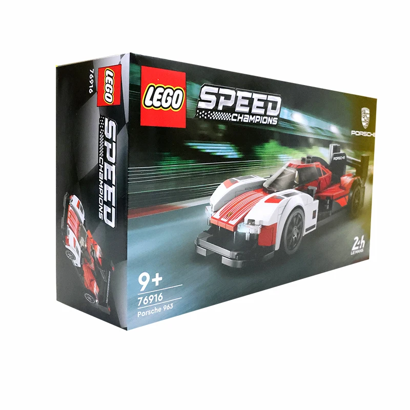Lepin-76916 speed champions car building kit, porsche 963, veículo de corrida, brinquedo para crianças