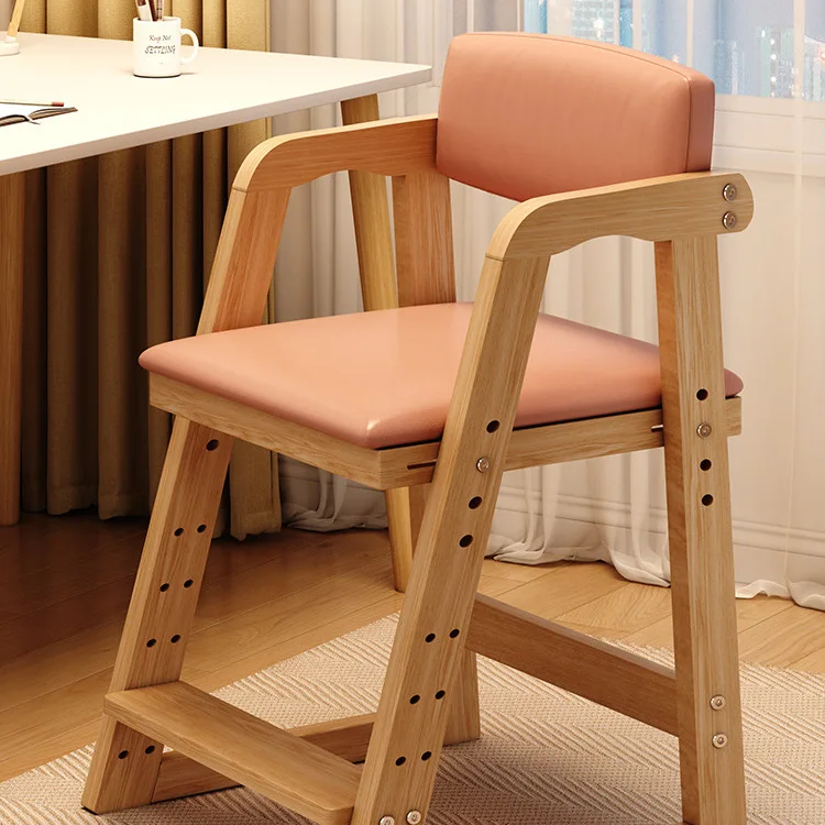 Solid wood children's study chair can be lifted and lowered, backrest seat, student writing sitting posture correction, desk cha