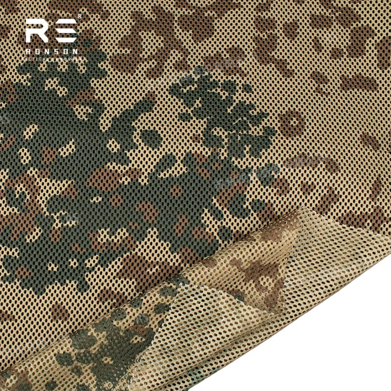 Duitsland TROPENTARN Camouflage Gedrukt 230gsm 100% Polyester Mesh Tactisch Gebreide Tricot Geheugenstof Outdoortassen Duurzaam Gebruik