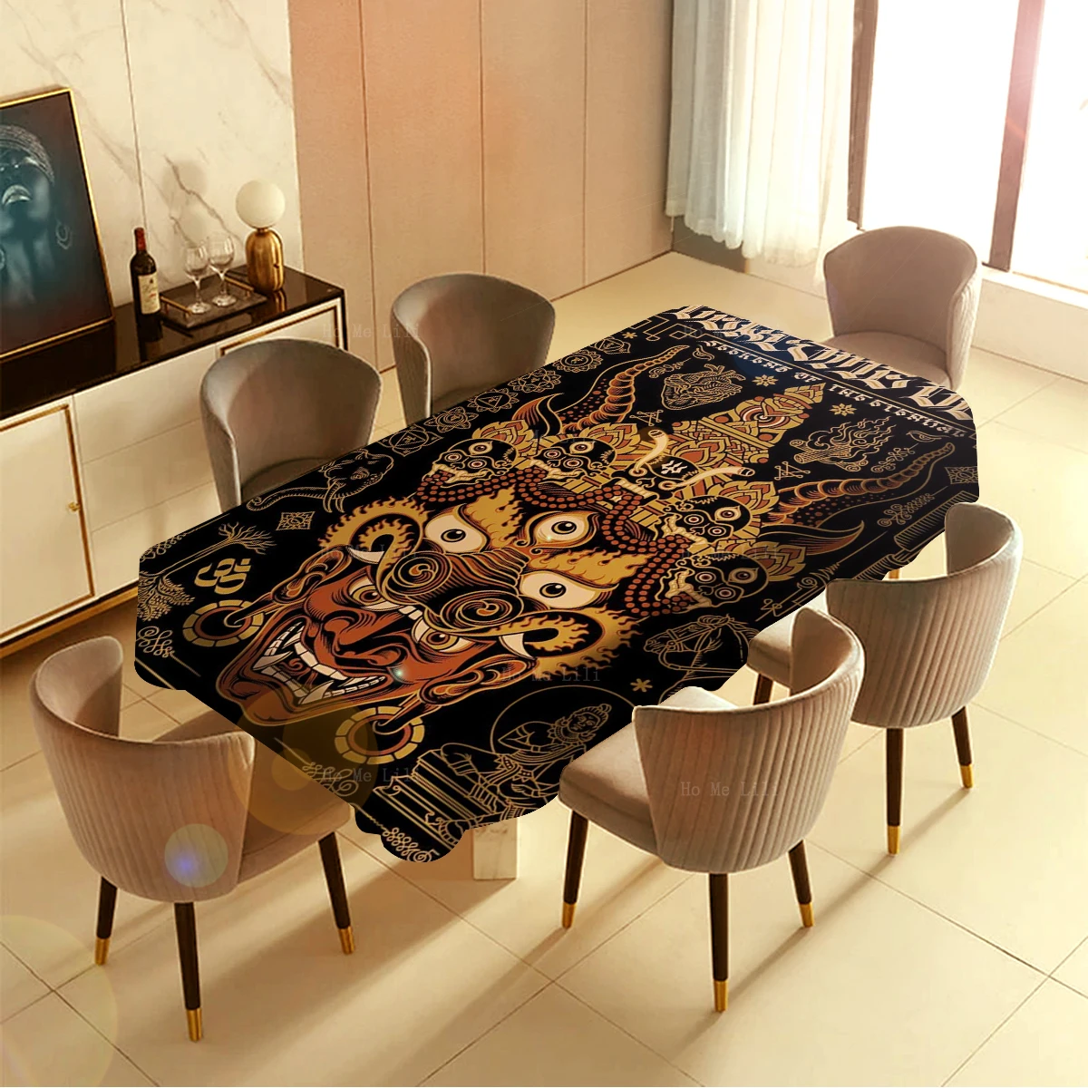 Asian Mythology Yama The Sage Ramayana Deities Illustration Traditional Folk Culture Tablecloth By Ho Me Lili Tabletop Decor