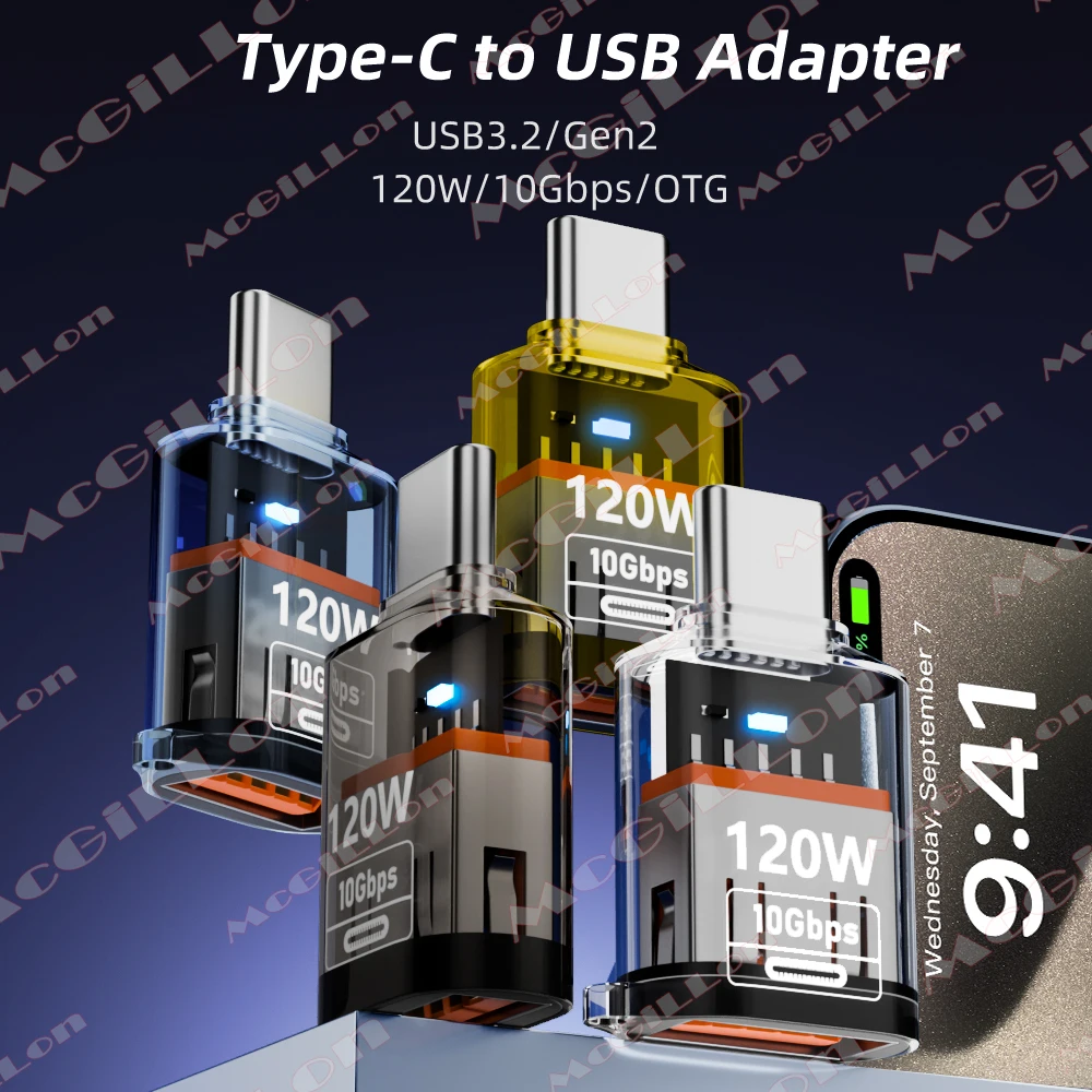 

120 Вт OTG USB 3.2 к адаптеру USB типа C «мама» на тип C «папа» Адаптер для быстрой зарядки OTG USB C для iPhone 16 15 Samsung Laptop PC