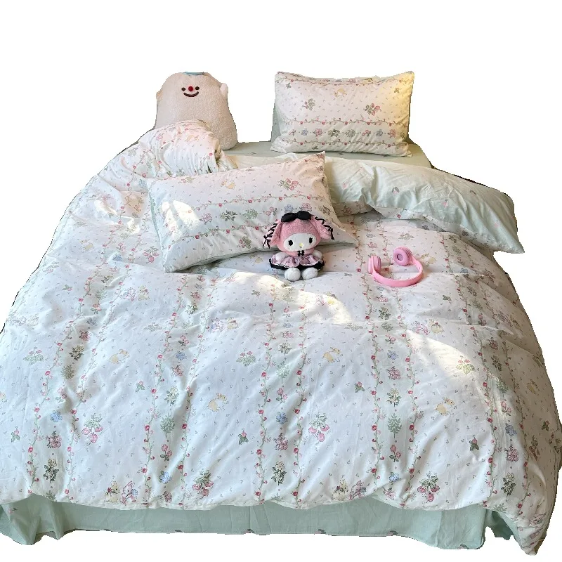 

Four-piece cotton 2024 new bedding sheets quilt cover 3 students 4 summer dormitory