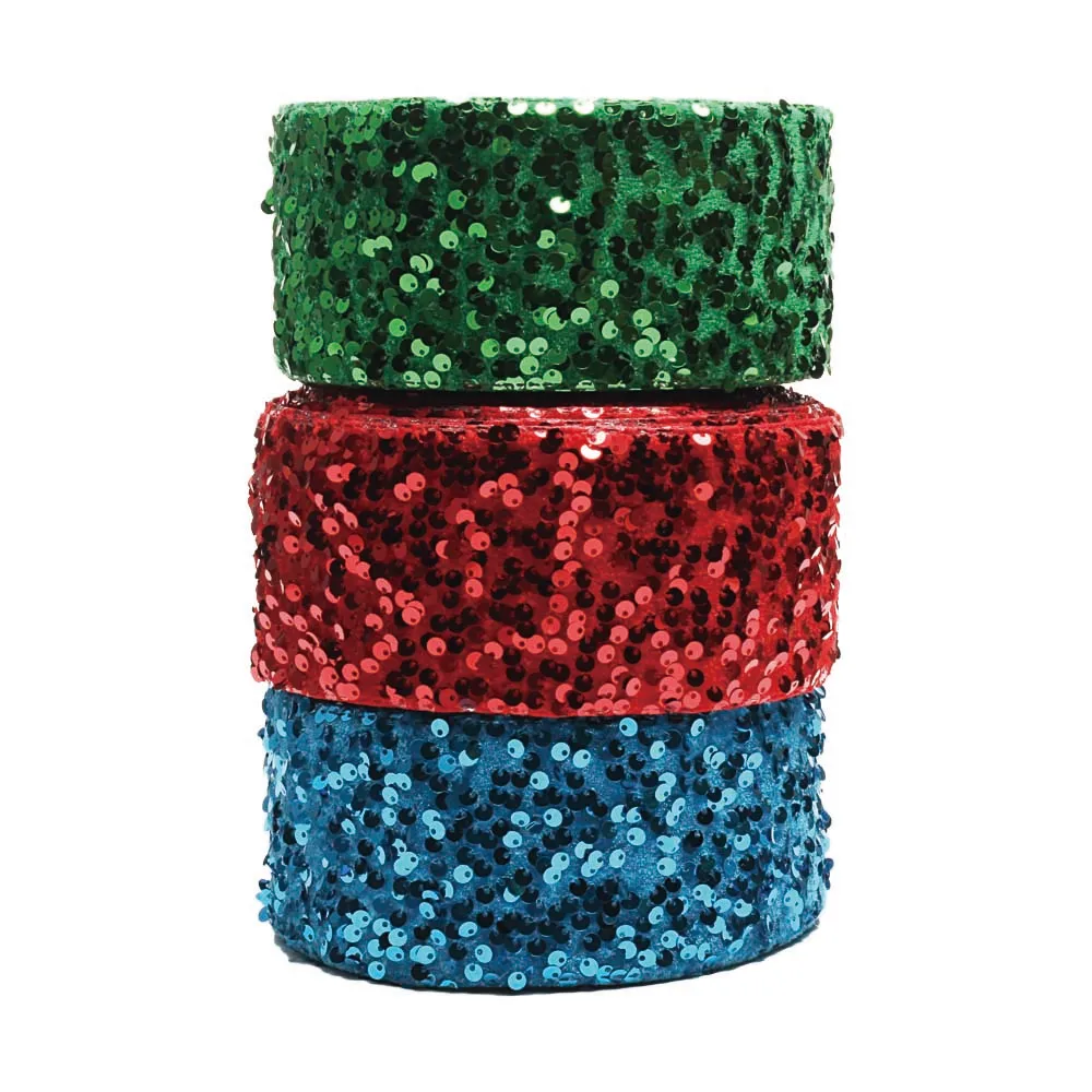 

(20yards) 3inch Green Blue Red sequin ribbon for Hairbows DIY Craft Materials in stock