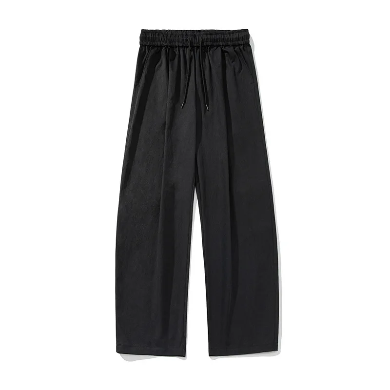 Autumn Winter Casual Pants Men's Pleated Pants Loose Design Solid Color Slightly Wide Leg Casual Trousers