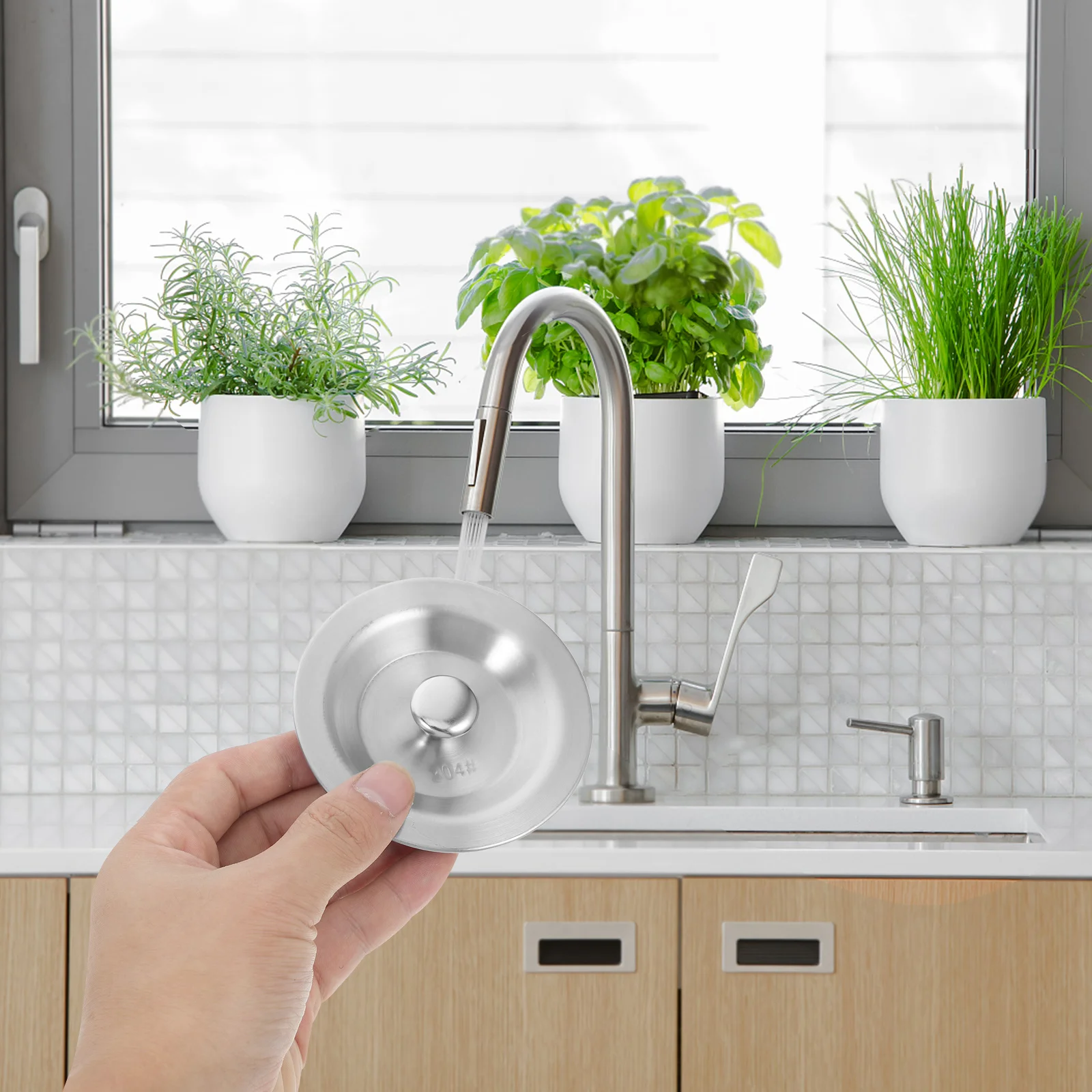 

Stainless Steel Sink Drain Cap Water Basin Stopper Kitchen Sink Cover Lid Watertight Seal Odor Proof Easy Clean For Home