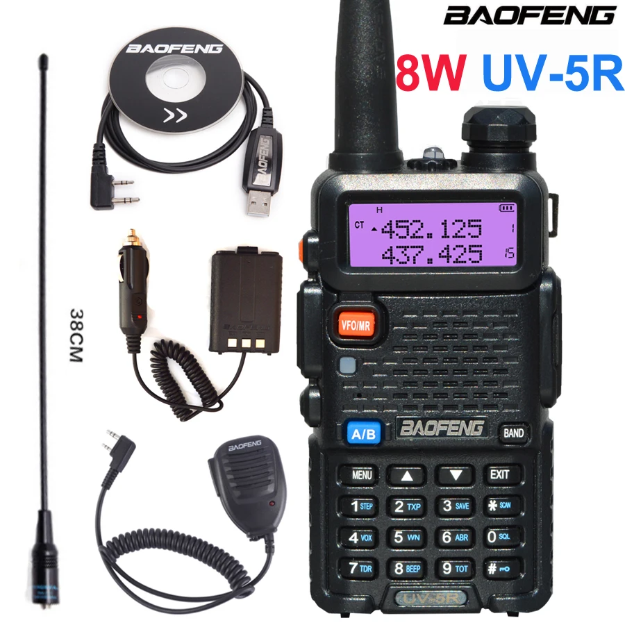 Baofeng UV-5R 8W True High Power 8 Watts Powerful Walkie Talkie Long Range 10km FM Two Way Radio CB Portable uv5r Hunting Radios