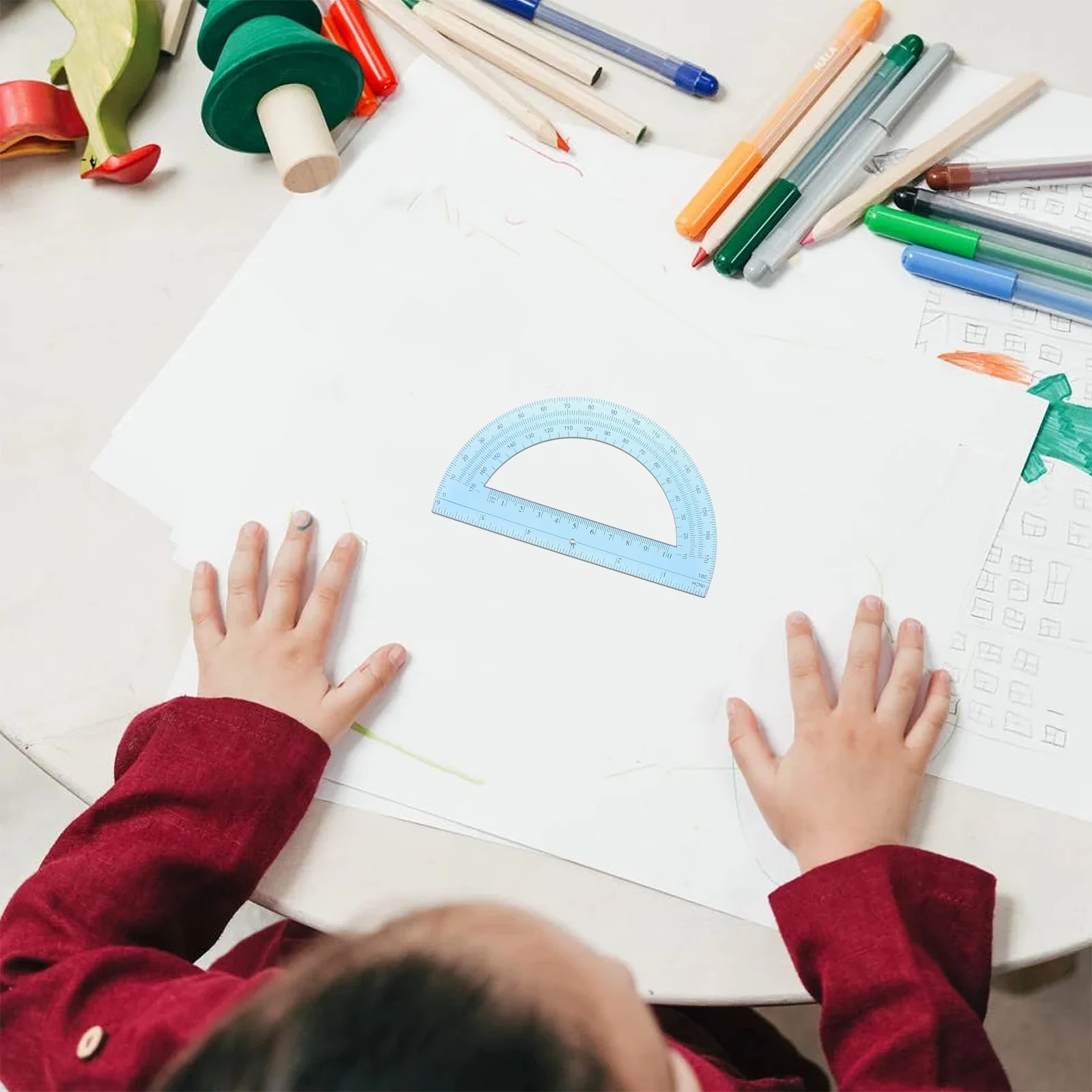 5pcs Protractor Math Protractor Angle Measurement Tool Students 180 Degree Measure Protractor math angle tool