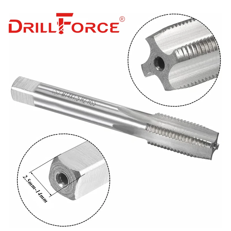 Drillforce 2 قطعة متري الحنفية يموت مجموعة HSS اليد اليمنى آلة مسمار ملولب الحنفية يموت M3/M4/M5/M6/M7/M8/M10/M12/M14/M16/M18/M20/M22/m24