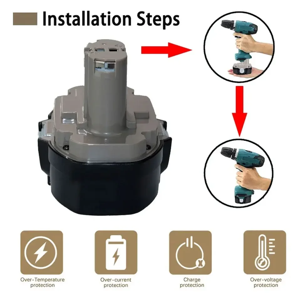 Fot Makita 18V Battery 4800MAH/6800MAH/9800MAH Ni-MH Battery ReplaceMakita PA18 1822 1823 1833 1834 1835 1835F 192828-1 192829-9