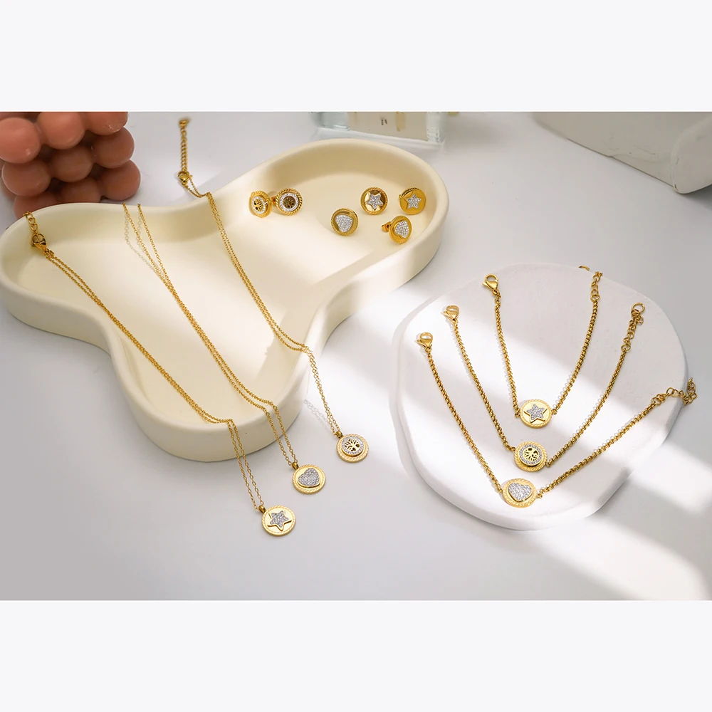 ENFASHION Para Mujer Mud Zircon Series Pendant NecklaceFor Women Jewelry 18K Plated Gold Necklaces Trendy Fashion