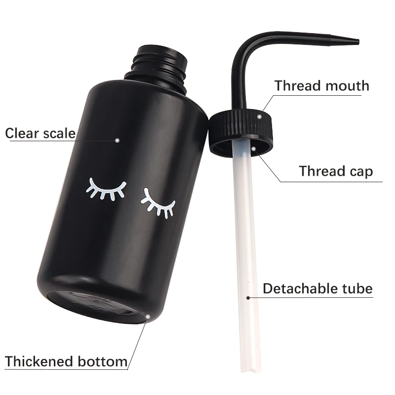 Wimpernverlängerungs-Reinigungsflasche mit gebogener Düse, mehrfarbige Plastik-Quetschflasche, Wimpernreinigungs- und Spülflasche für Schönheitssalons – Detail 1