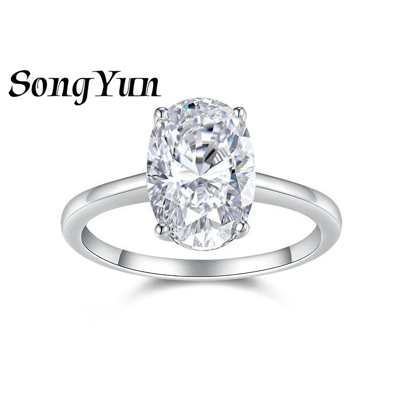 SongYun Brand Jewelry 925 Sterling Silver Ring For Women D Color VVS Moissanite Diamond Ring Statement 18K Gold Plated Jewelry