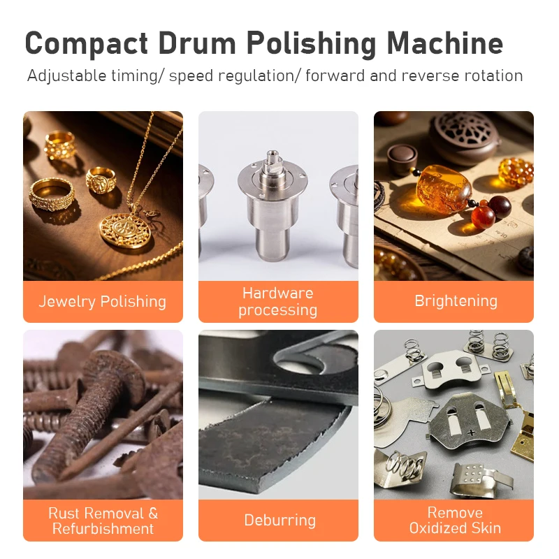 TUNGFULL Rubber Drum Polishing Machine Gold and Silver Jewellery Jade Metal Stationery Grinding Household Small Grinding Roller
