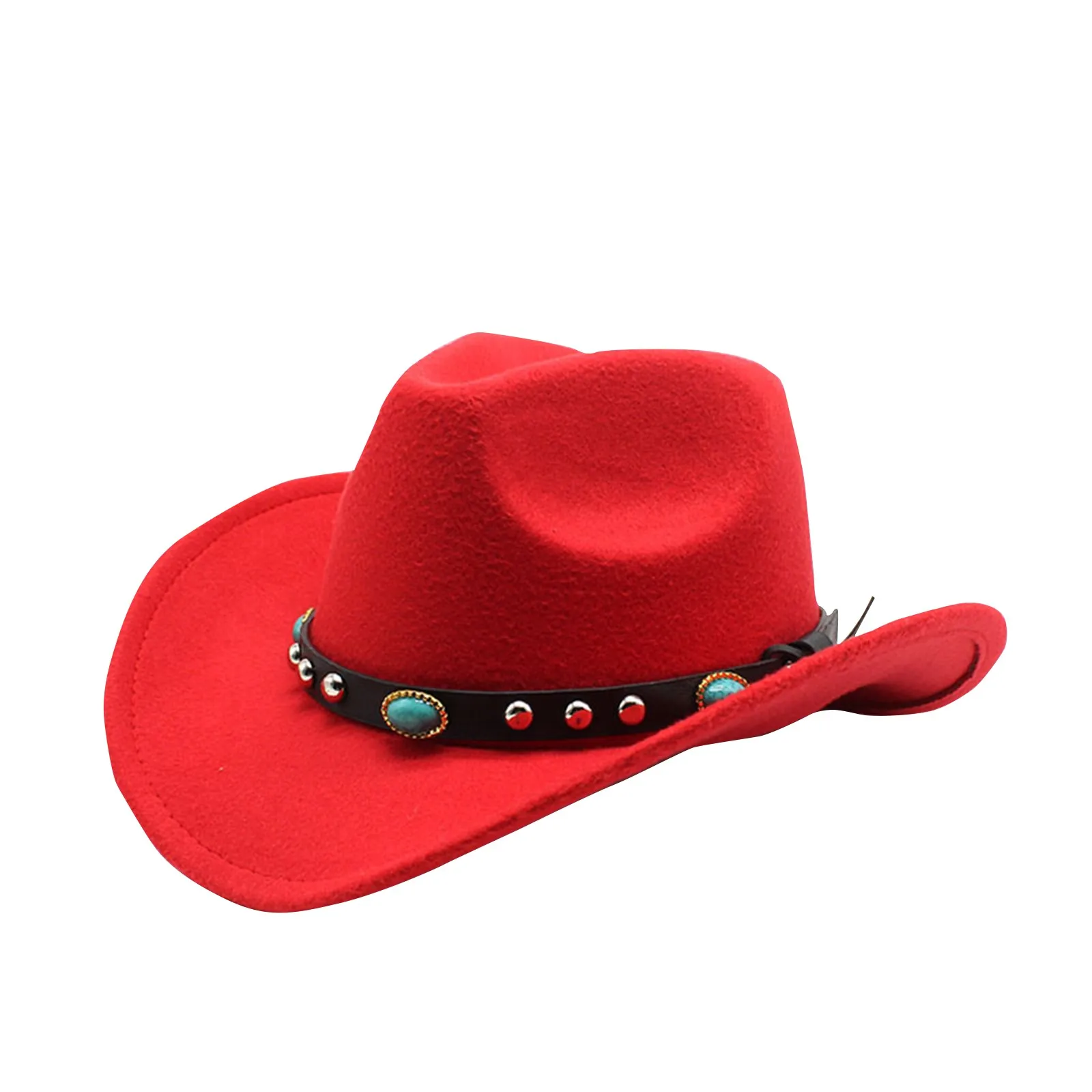 Western Cowboy Hat Tibetan Style Top Ladies Hat Roll Brim Cowgirl Cap Jazz Fedora Hats Felt Cap Ethnic For Women Men Children