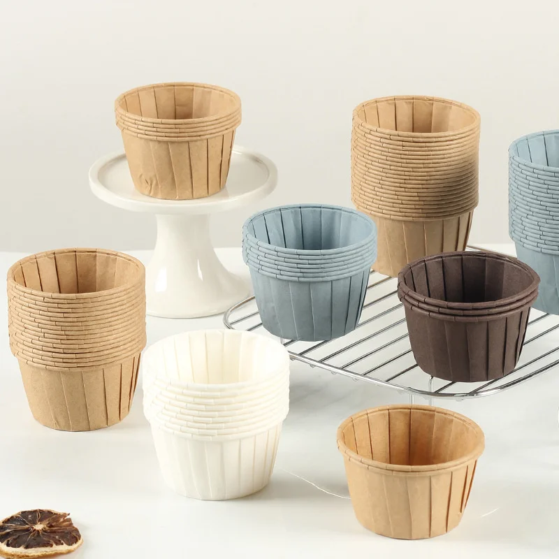 50 unidades de moldes grandes para hornear muffins y cupcakes, color gris bohemio, para bodas, moldes de papel para panettone y cupcakes, envoltorios para pasteles, caissettes