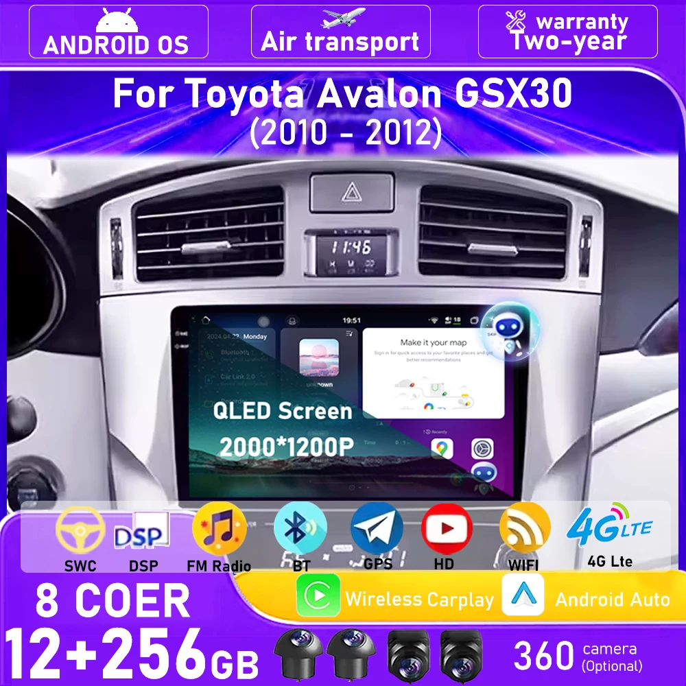 

Wireless Carplay For Toyota Avalon GSX30 2010 - 2012 Android 16 Auto Car Radio Multimedia Video Player GPS Navigation Head Unit
