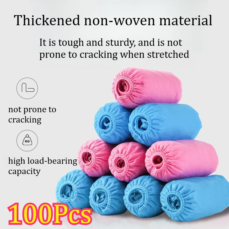 100Pcs Disposable Boot Shoe Covers Foot Booties Shoe Coverings Non Slip Shoe Boot Covers for Indoor Outdoor Home Workplace