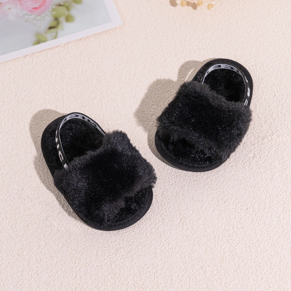 Hot Sale Soft Bottom Breathable Baby Shoes 0-18 Months Simple Elastic Walking Shoes Indoor Baby Girls Non-slip Fur Sandals