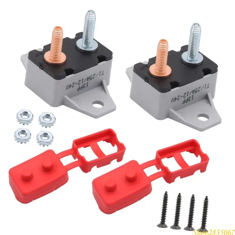 Auto Reset 25A #10-32 Bolt 1.56in Mounting Spacing Plastic 2PCS 831F