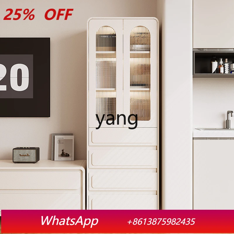 

LH cream wind living room drawer cabinet against the wall storage integrated TV cabinet
