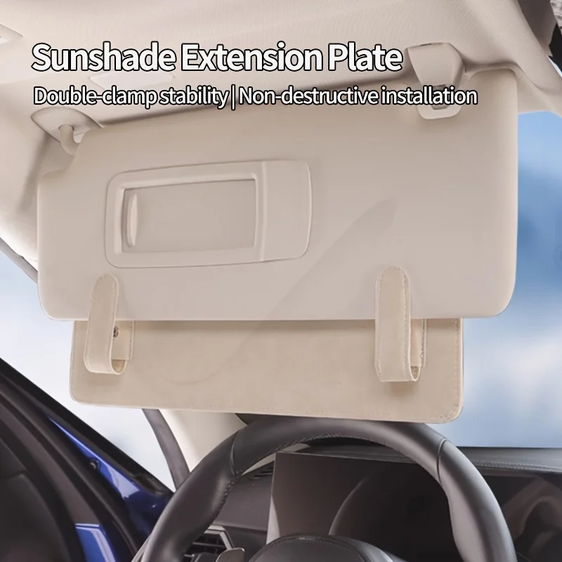 Car Sun Visor Extension Plate Anti-Glare Sunshade Extender for Windshield Clip-On No-Drill UV Protection for Day Driving