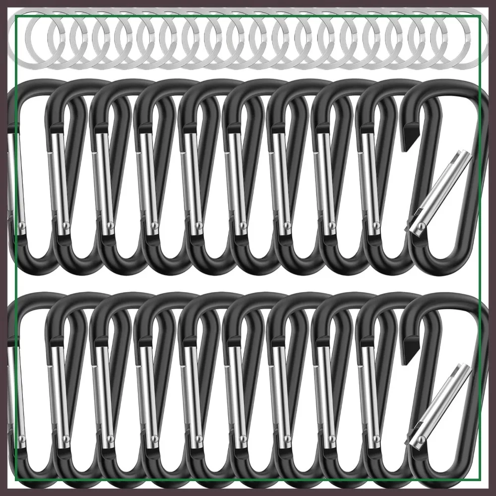 

20-Pack 2.28" Small Carabiner Clip Keychain, D Ring Caribeaner Clip, Multipurpose Key Clip for Hiking, Camping, Everyday Use