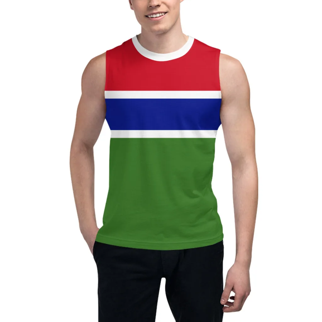 Sleeveless T-shirt Gambia Flag 3D Men\'s Boys Tshirt Gyms Tank Tops Fitness Joggers Basketball Training Vest