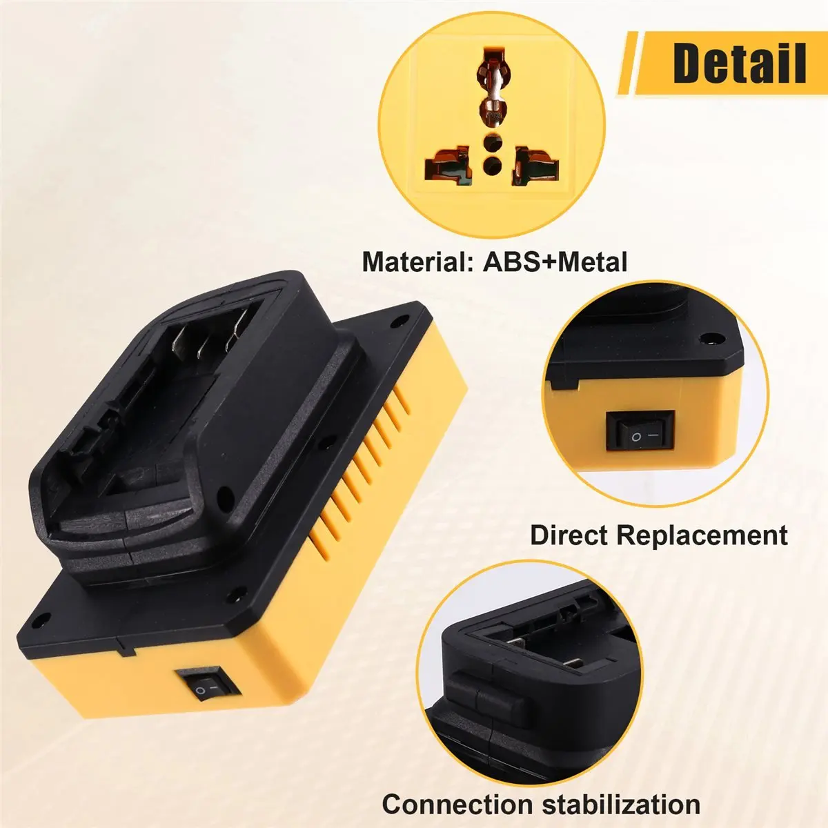 

(ABDH) Power Inverter for Dewalt 20V Battery DC 20V to AC 220V Battery Inverter Portable Power Station Generator Charger