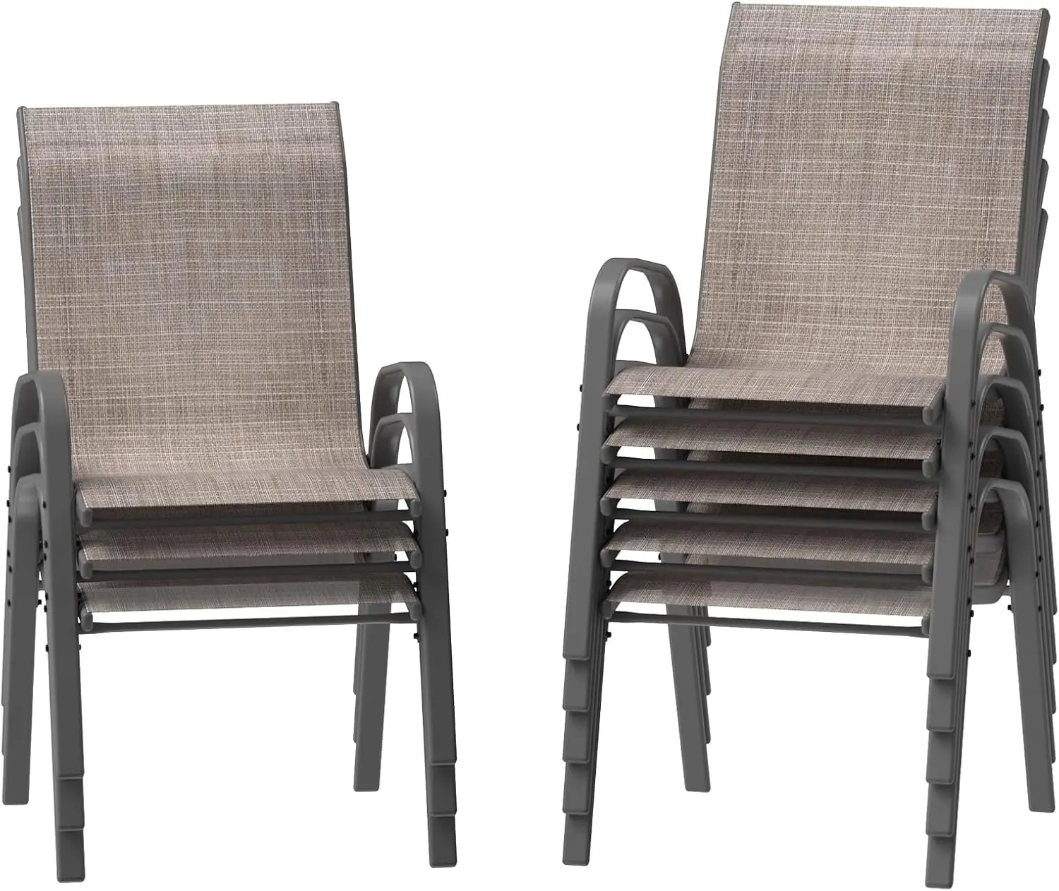 Patio Chairs Set of 8, Outdoor Stackable Dining Chairs for All Weather, Breathable Garden Outdoor Furniture for Backyard Deck, L