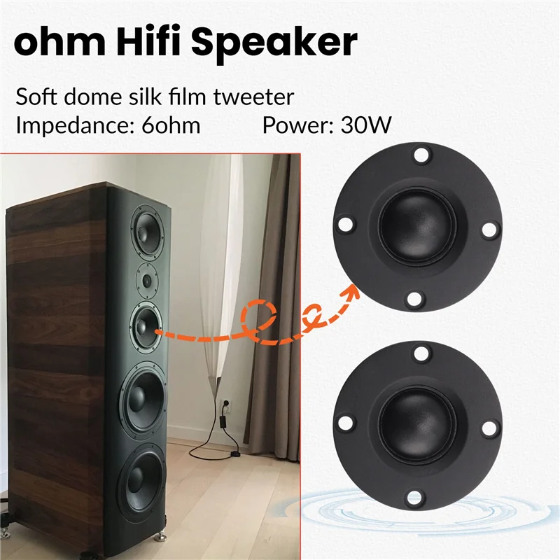A42Z-Tweeter المتكلم 6 أوم 30 واط Hifi لينة قبة فيلم الحرير ثلاثة أضعاف مكبر الصوت مسننة بالوعة الحرارة 2 قطعة