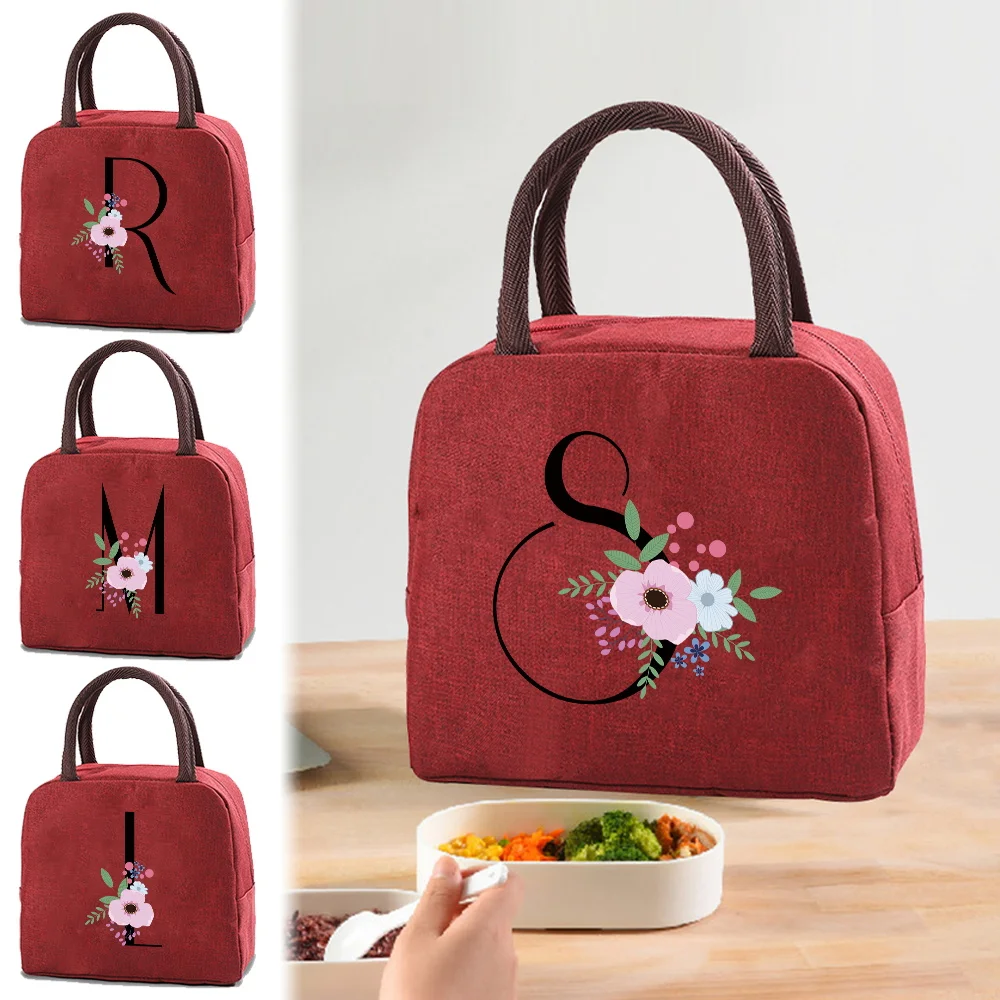 

Lunch Packs Insulated Bento Bag Large Capacity Cooler Pack Food Storage Bags Zipper Thermal Lunch Bags Flower and Black Series