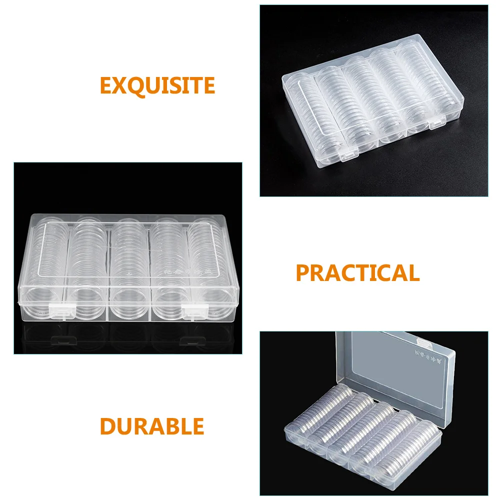 1 set Storage Box Holders for Collectors Clear Plastic Organizer Capsule Case Protective Coin Box Dust-Proof Oxidation-Resistant