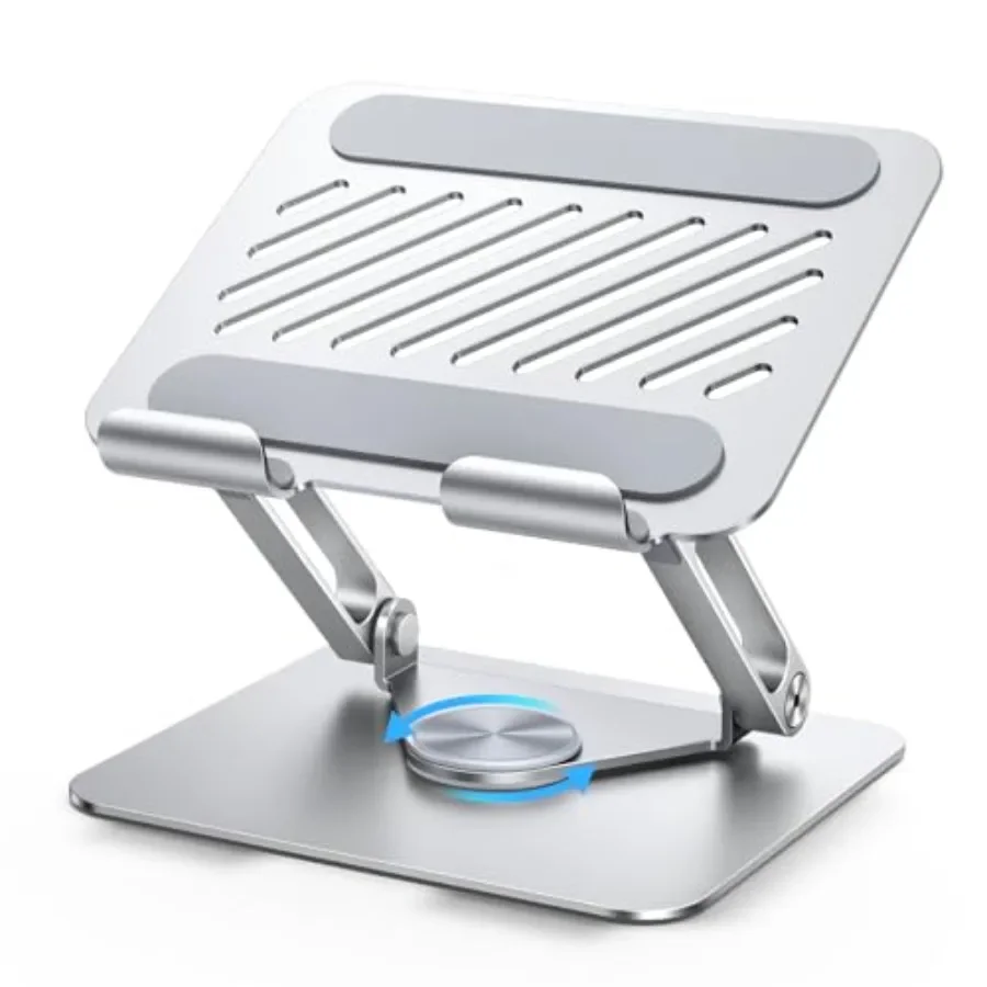 Tablet Stand Holder for Desk with 360 Rotating Base Aluminum Dual Rod Support Adjustable Home Office Accessories Compatible wit