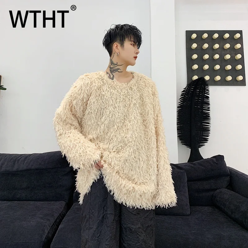 

WTHT модные мужские однотонные свободные повседневные футболки с кисточками, модные топы с длинными рукавами в американском стиле, мужские осень 2023, 2A1933