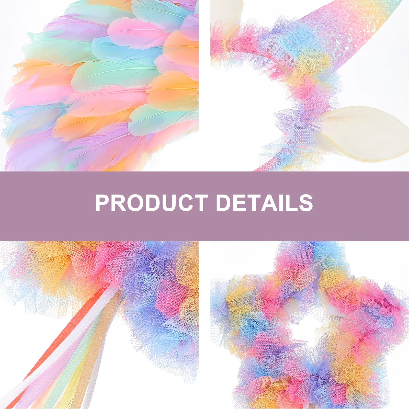 1 set Unicorn Horn Headband Fairy Wings Kids Costume Accessory For Children Party Cosplay Dress Up Unicorns Hairhoop Angel Wing