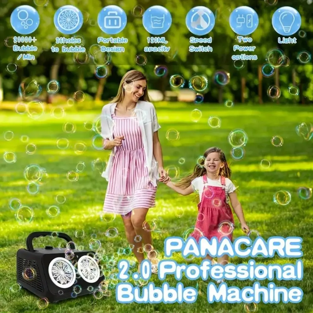Fully Automatic Automatic Bubble Machine 26 Holes Stage Shows Electric Bubble Blower Toys Handheld With 2 Fans