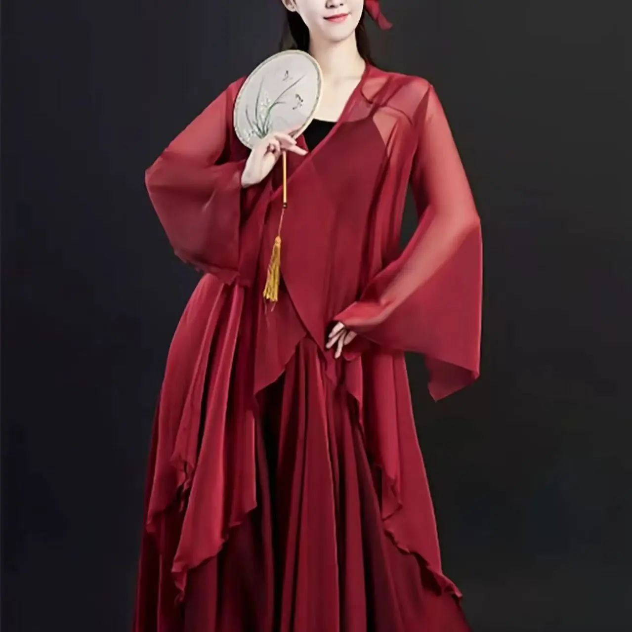 Classical Traditional Chinese Danc Folk Dance Performance Clothing Adult Woman Long Sleeve Dance Costumes