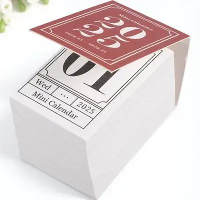 

2025 Desktop Calendar Mini Size Standing Paper Calendar for Office Home Wall-Free Space Saving Time Planning Tool