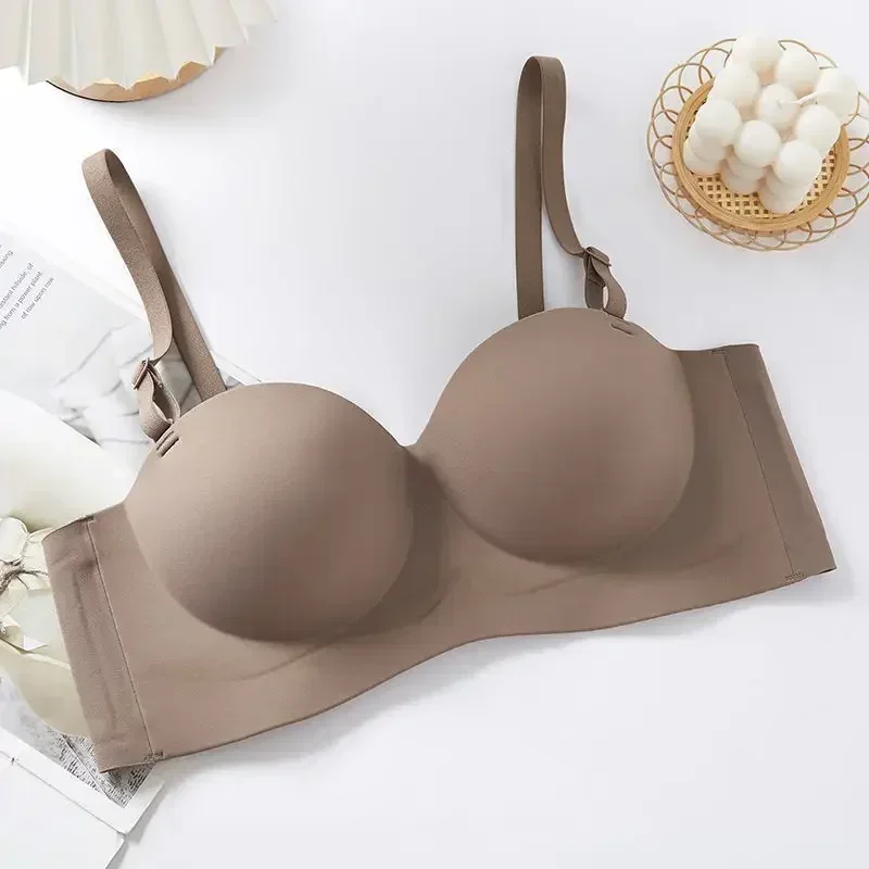 Wavy Line Jelly Underwear To Push Up Small Breasts Without Wire Rings Without Trace Women's Fixed Cup Bra Strapless Women Bra