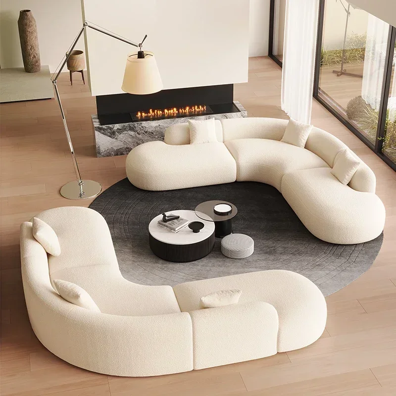 

Curved Individual Living Room Sofas Corner Recliner Luxury Nordic Sofas Modern Cloud Single Floor Designer Wood Divano Furniture